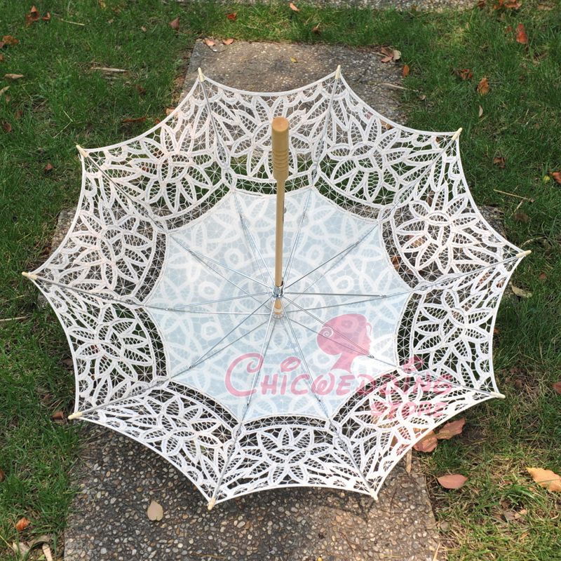 New Ivory Lace Pure Cotton Embroidery Wedding Umbrella ( HS110013 )