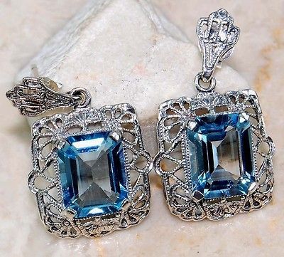 6ct Aquamarine 925 Solid Sterling Silver Victorian Style Filigree 