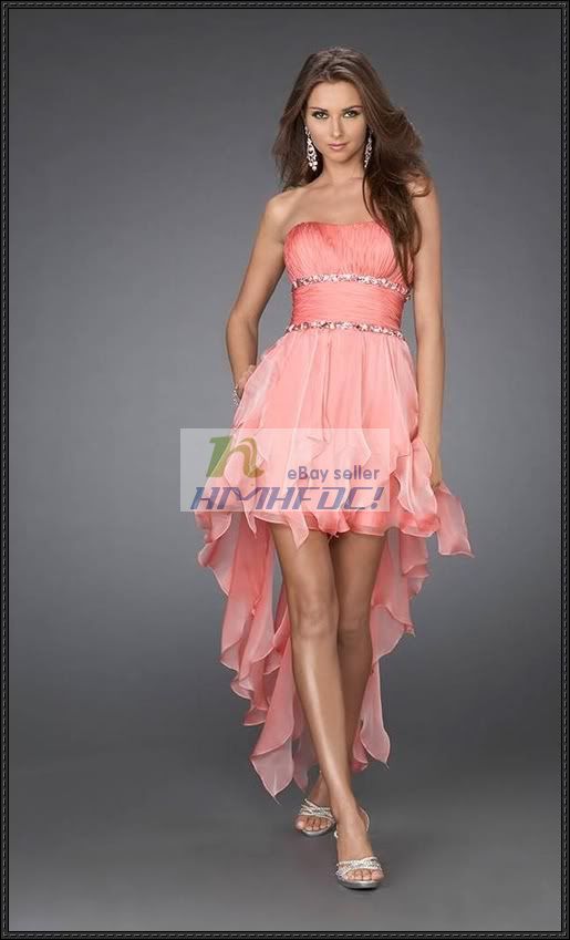 Stock Peach Bridesmaid Cocktail Prom Evening Dress 6 16