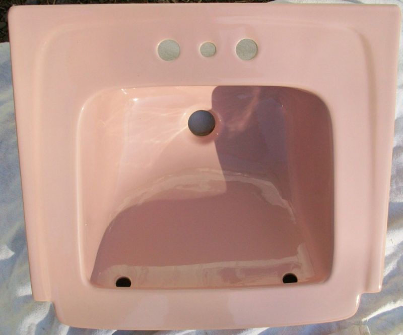 Vintage Bathroom Sink Pink Wall Mount Old Briggs