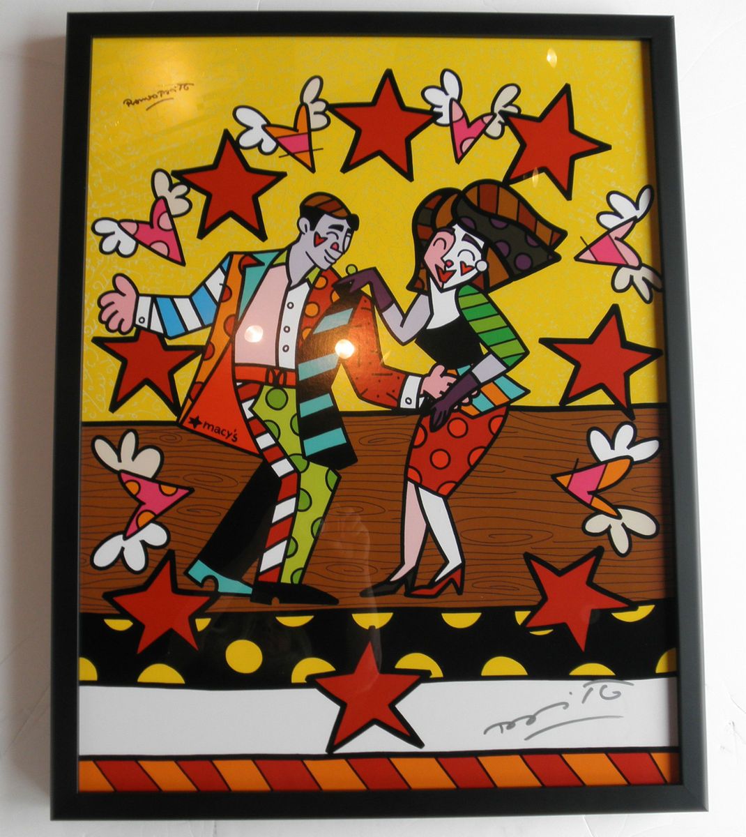 Romero Britto Print Hand Signed   Sobe Framed