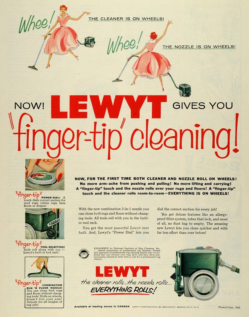 1955 Ad Lewyt Corp Lewyt Corp Floor Cleaner Rug Cleaning Appliances 