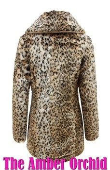 New Ladies Womens Leopard Animal Print Soft Faux Fur Jacket Coat Sizes 