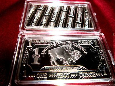 ONE TROY OUNCE GERMAN SILVER BUFFALO ART BAR  1 OZ BAR IN AIR TIGHT 