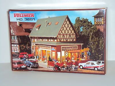 RARE NEW 187 HO SCALE VOLLMER 3681 PIZZERIA RESTAURANT W/ PERGOLA KIT 