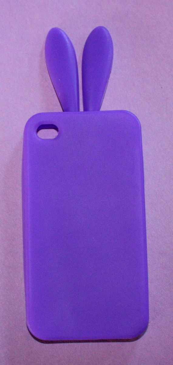   Purple Rabbit Bunny Ear Soft Silicone Rubber Gummy Case Cover