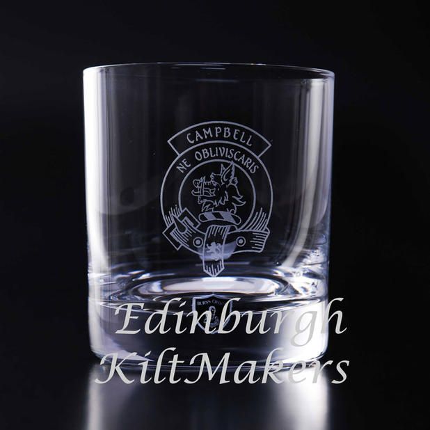 MacDougal Clan Crested Crystal Whiskey Glass Burns Crystal Whisky 