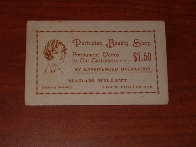 1920s Bus Card Partrician Beauty Shop Madam Willett