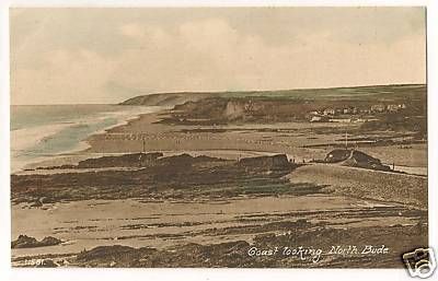 Coast Looking North Bude Cornwall Vintage Postcard 281