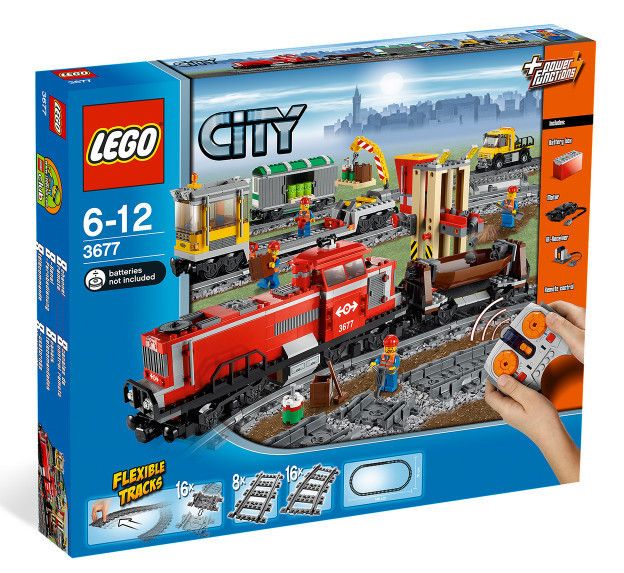 LEGO CITY Building Set 3677 Red Cargo Train w Remote Control Power 