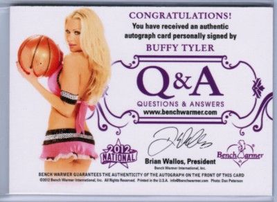 Buffy Tyler 2012 Benchwarmer National 09 20 Q A Gold Foil Auto 