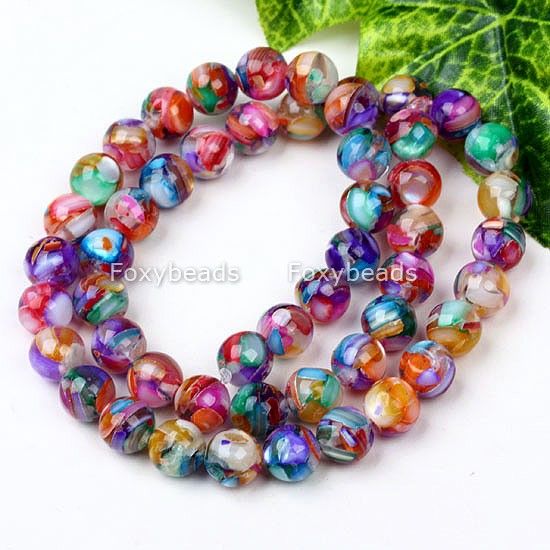 8mm Multicolor Mother of Pearl Shell Round Loose Beads