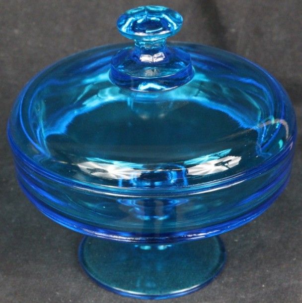 L560 Vintage Beautiful Aqua Blue Compote Candy Dish Two Seam Mold 