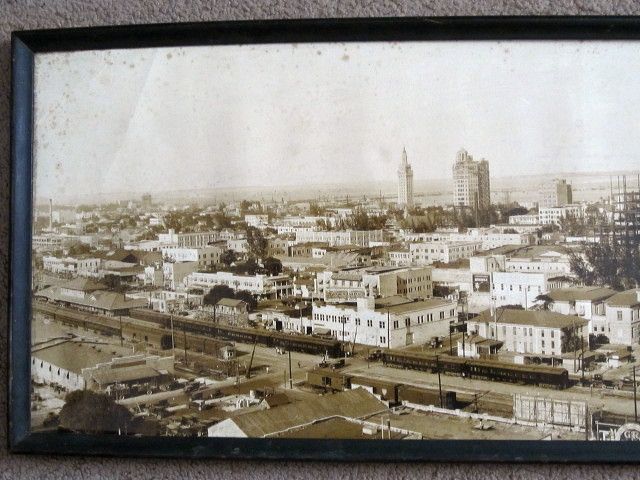 Miami FL Florida City View & Train Station Depot 1920s Panorama Yard 