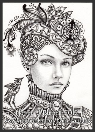 ACEO Original Sketch Card Fairy Tangle™ Victorian Steampunk Elf 