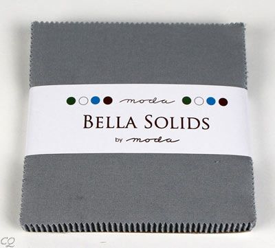 Moda Bella Solids Charm Pack 42   5 Inch Squares Silver Grey All One 