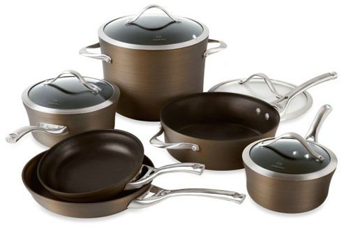 New Calphalon Contemporary Bronze Nonstick 10 Piece Cookware Set 