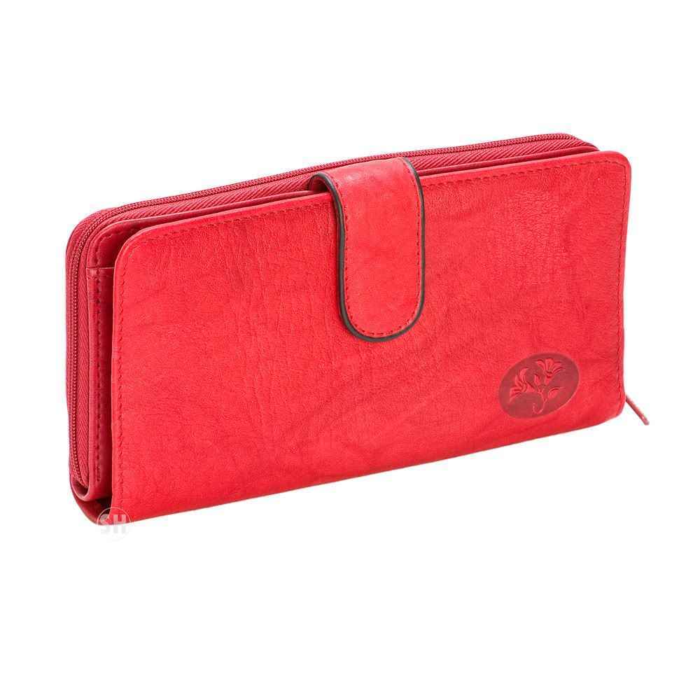 Buxton Women Leather Red Heiress Ensemble Zip Around Checkbook Wallet 