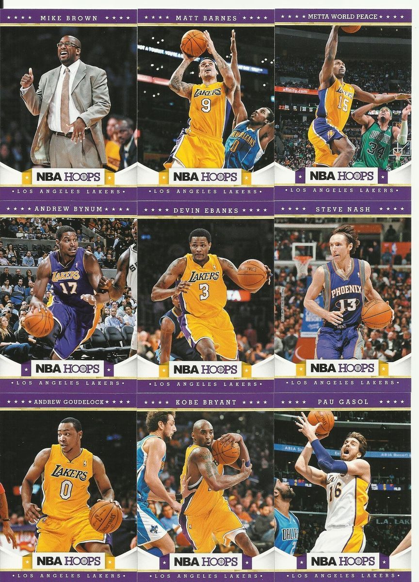    13 Hoops Lot of 10 Los Angeles Lakers Cards Kobe Bryant Andrew Bynum