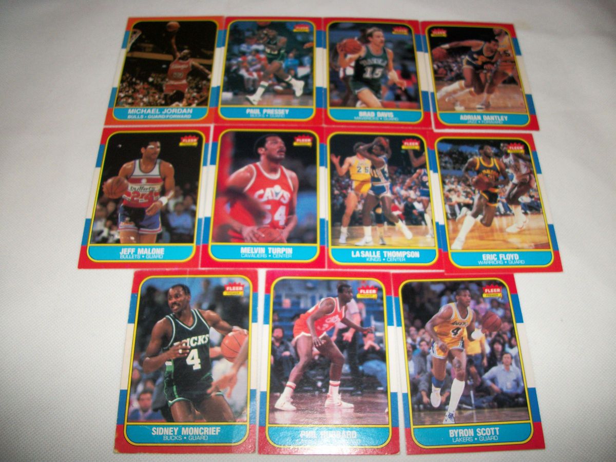    FLEER BASKETBALL 11 CARD LOT JORDAN BYRON SCOTT JEFF MALONE THOMPSON