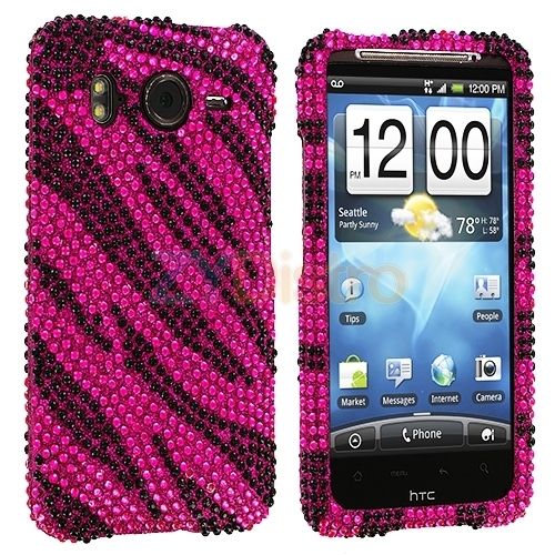 Hot Pink Zebra Bling Hard Case Cover for HTC Inspire 4G