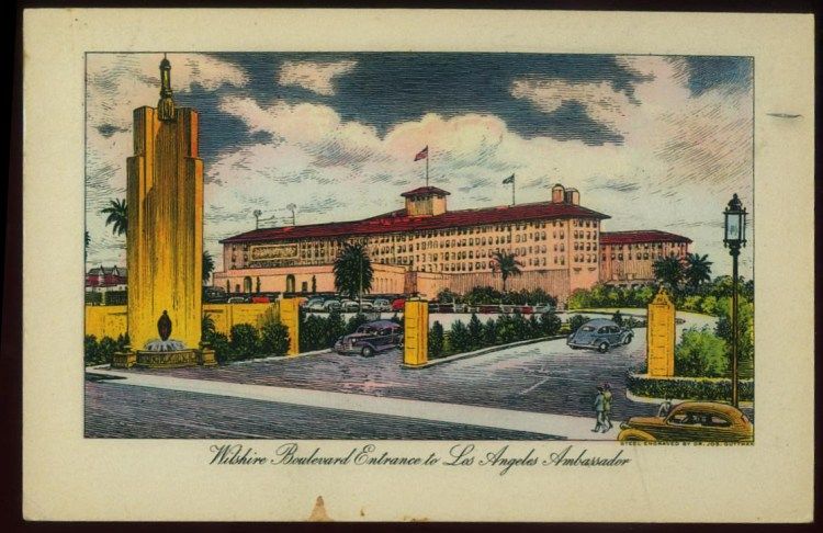 102010 Wilshire Entry Ambassador Hotel Los Angeles CA Postcard