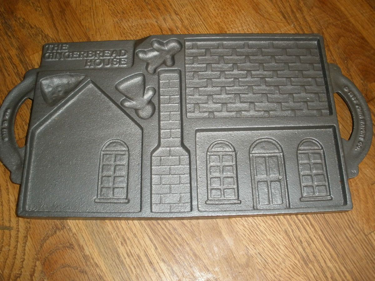    Iron 2 Sided 3D Gingerbread HOUSE John Wright Cookie Mold Log Cabin