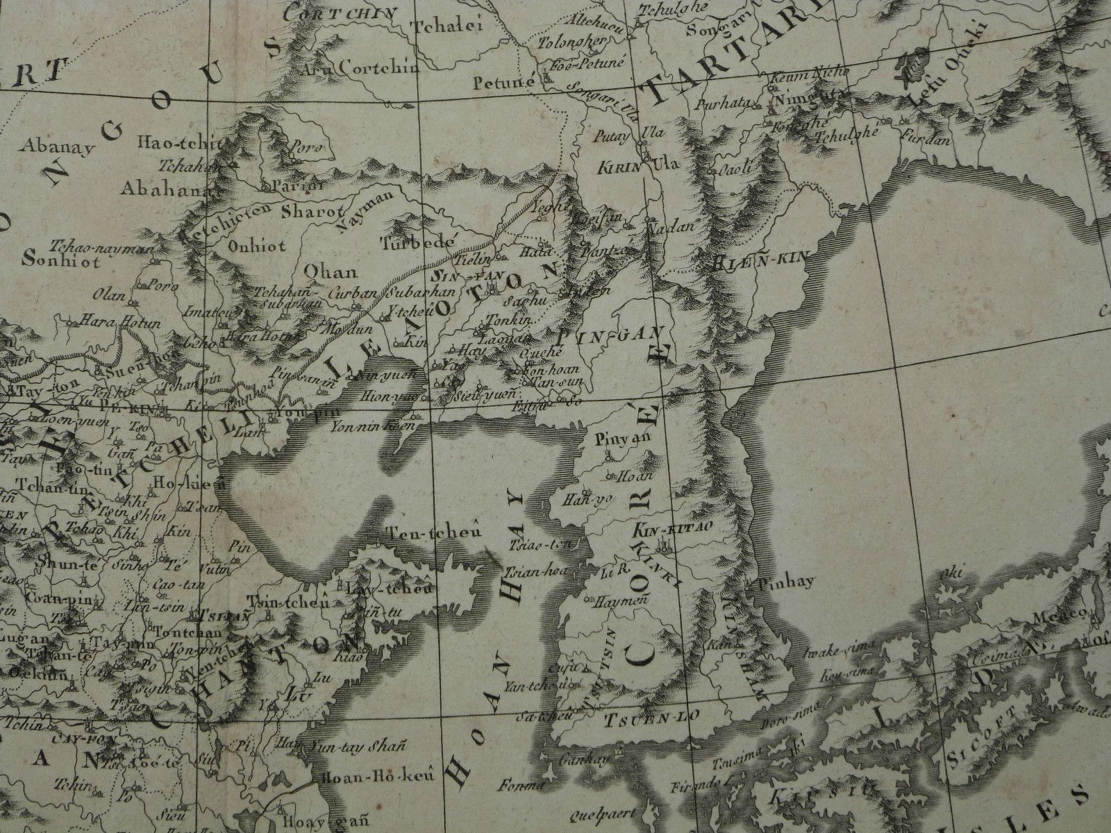   Korea Tartary China 1780 Bonne Antique Copper Engraved Map
