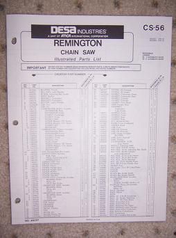 1976 Remington Woodsman Logger Chain Saw Parts List H