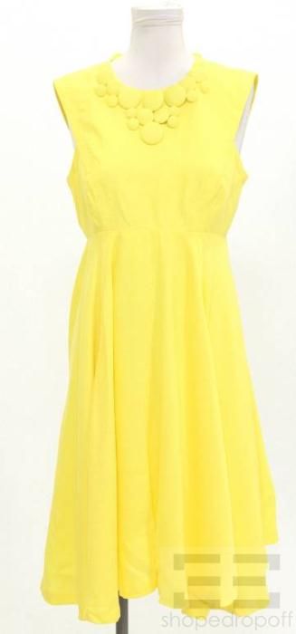 Milly Canary Yellow Cotton Button Applique Sleeveless Dress Size 4 