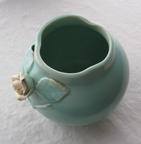 Haldeman Rose Bowl 3 5 Caliente Turquoise Pottery Applied Rose 