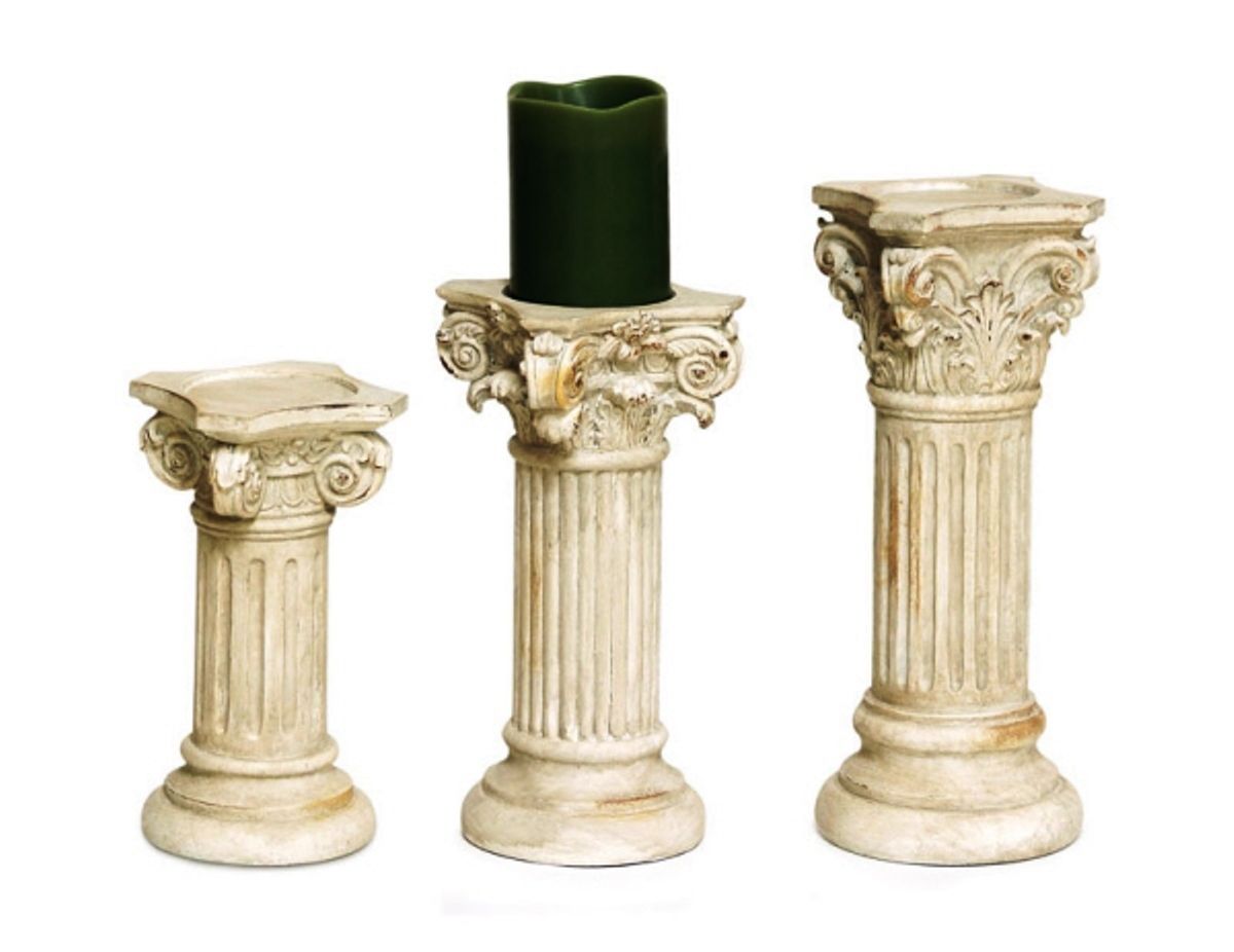   Large Classic Cottage Chic Roman Column Style Candleholders