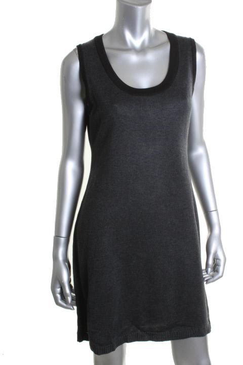 Calvin Klein Gray Scoop Neck Fitted Sweaterdress Petites PL BHFO 