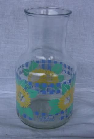   Sunsations Corning Sunflowers Glass Juice Carafe Bottle Vase
