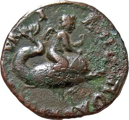 Caracalla AE Trajanopolis,Thrace. Eros riding Dolphin Rare Roman 