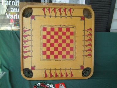 VINTAGE CARROM NO. 106 TABLE BOARD GAME + ORIGINAL INSTRUCTIONS & BOX 