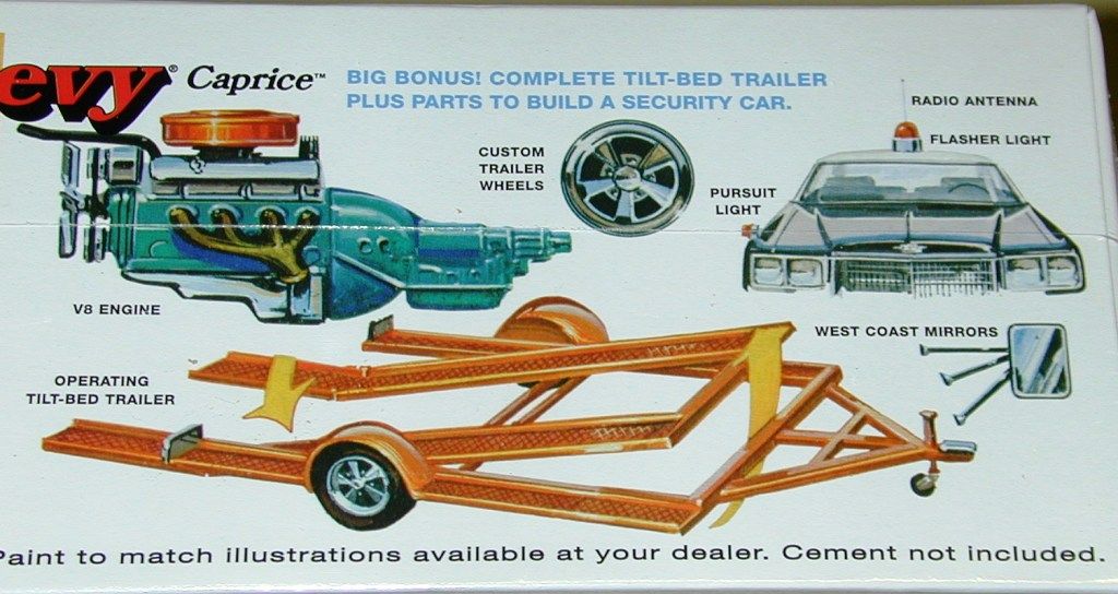   Caprice with Car Trailer Model Kit Vintage Style MPC Chevy Caprice 70