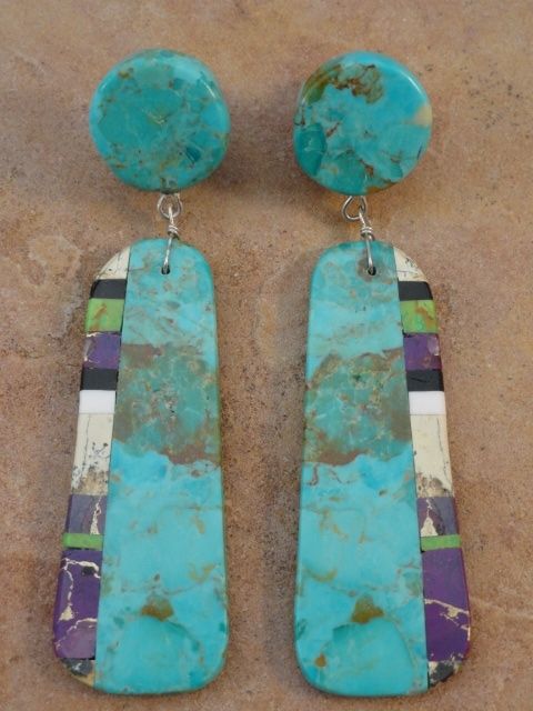 Mary Pacheco Turquoise Jet Agate Earrings