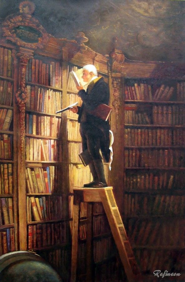 Handmade Oil Painting Repro Carl Spitzweg Bookworm