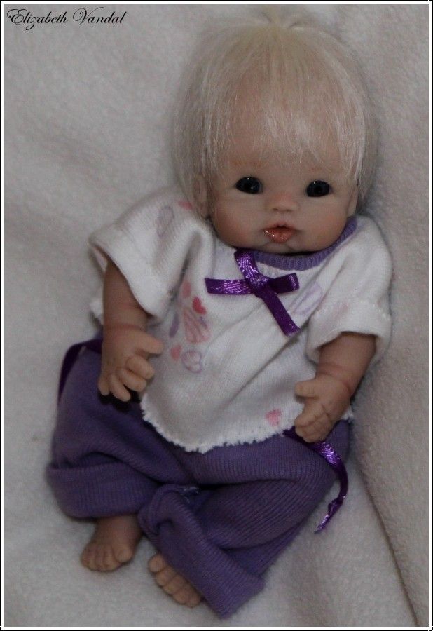 Mini OOAK Original Hand Sculpt Baby Girl 5 in Clay Art Doll by 