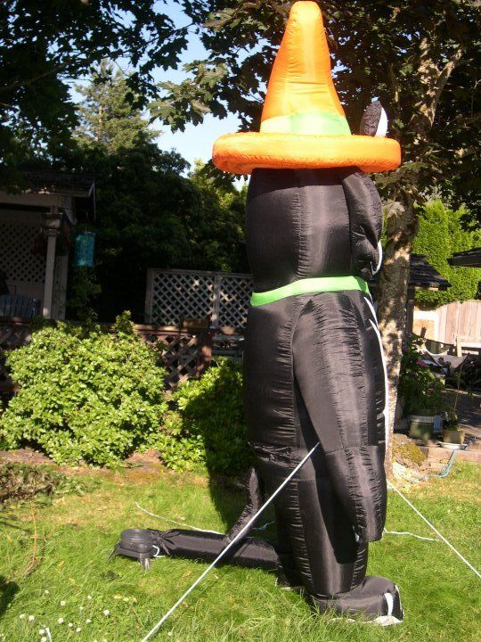   12 FT HALLOWEEN INFLATABLE BLACK CAT WITH HAT OUTDOOR YARD DECOR ART