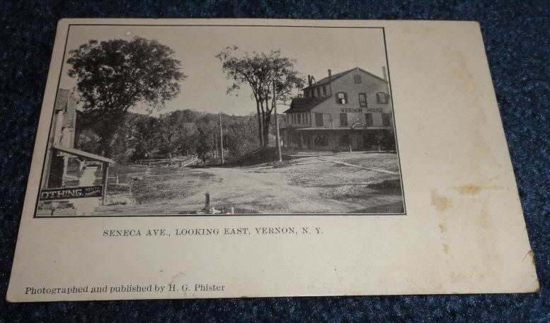 Old Postcard Seneca Ave. Looking East, Vernon, NY   By H.G Phister