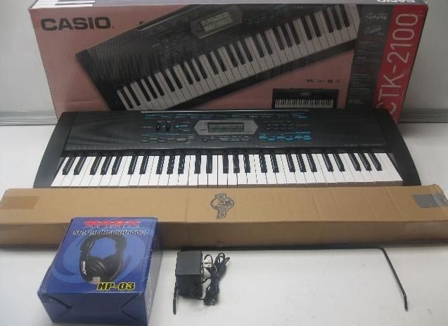 Casio CTK2100 61 Key Portable Keyboard Package Headphones Stand Power 