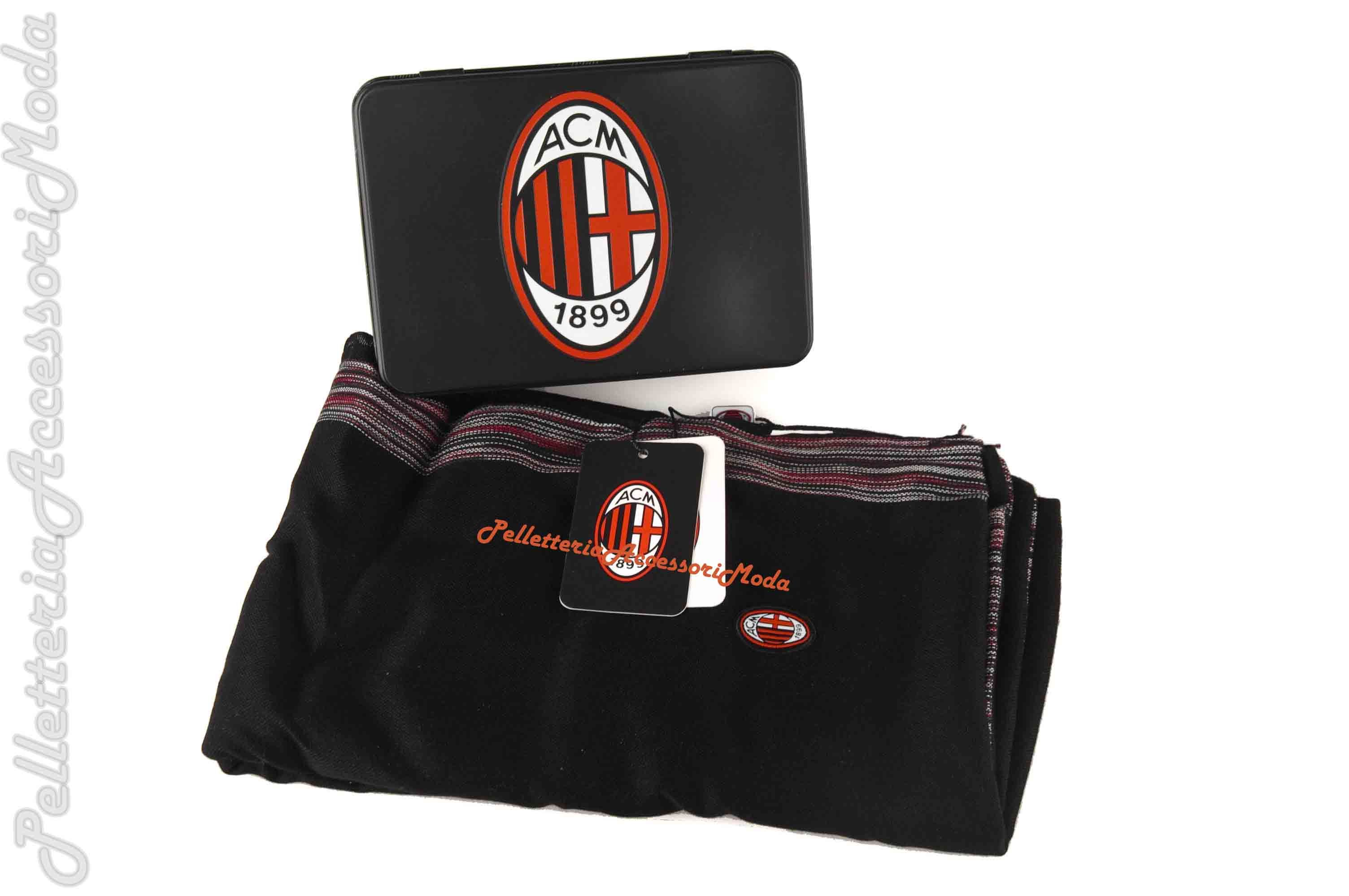 AC Milan E Castellano Pashmina Sciarpa Nera Regalo Uomo Tifoso 