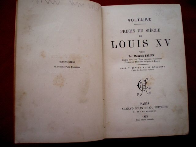 1893 Voltaire Précis Du Siècle de Louis XV Age French