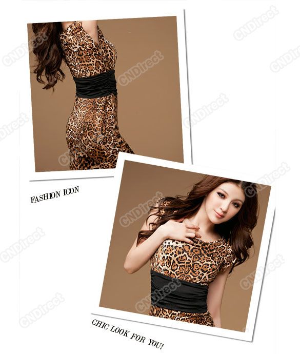 Evening Mini Party Neck Leopard Print Clubwear Business Clubbing Dress 