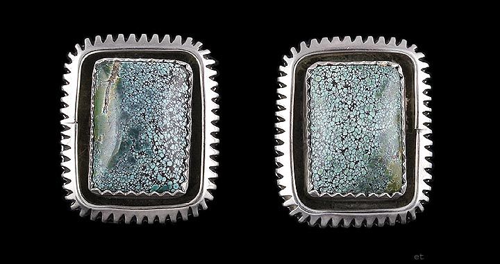 Navajo Sterling Silver Turquoise Earrings w T Johnson