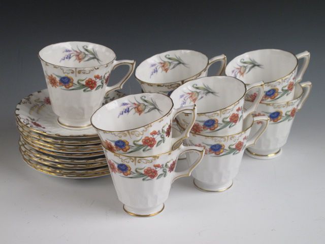 18 Pc. Royal Crown Derby China Chatsworth Demistasse Cup & Saucer Set 