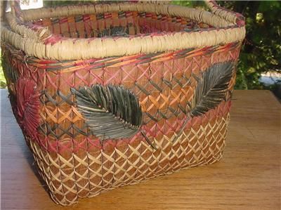 Old Makah Quinault or Chehalis Indian Cedarbark Basket