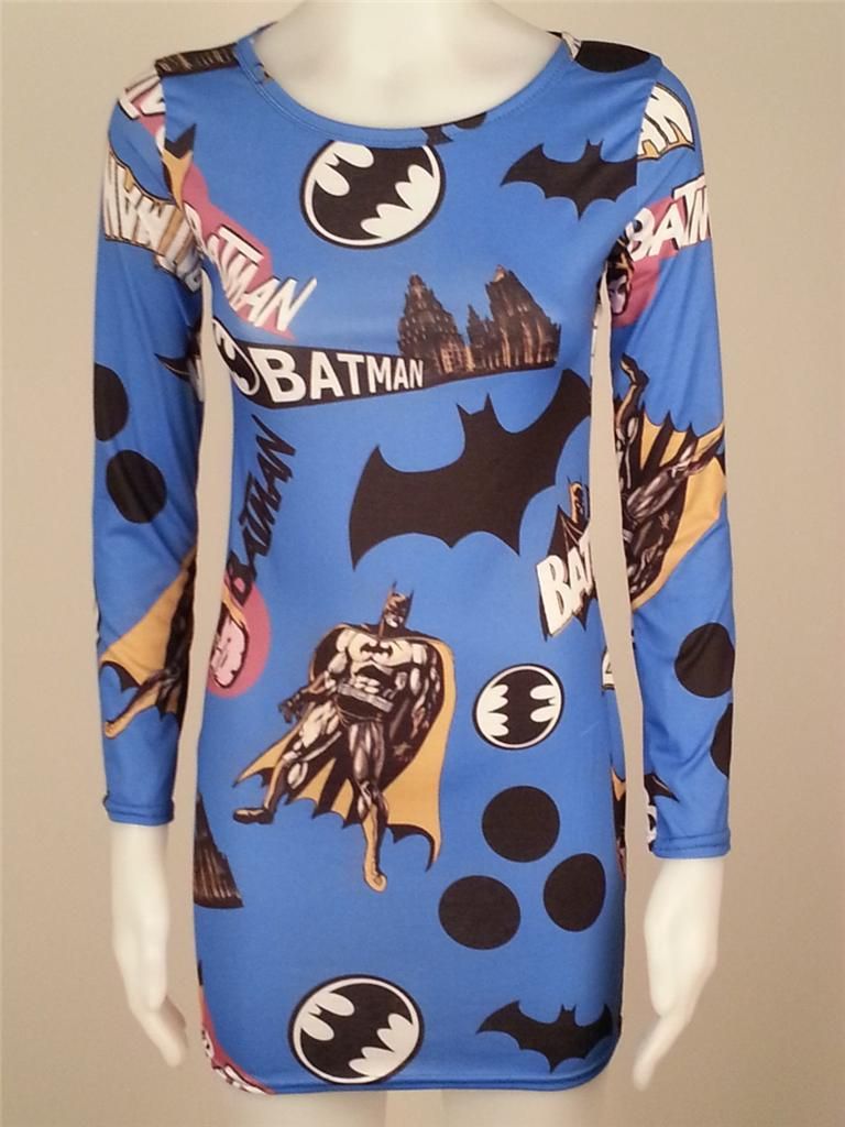 Womens Cheryl Cole Superhero Animal Batman Logo Print Top Bodycon 